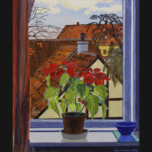 Lars Swane. Udsigt fra vinduskarm, 1987. 60x50cm.