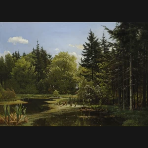 Thorvald Niss. Dansk skov, 1878. 41x57cm.