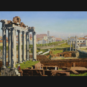 Victor Hansen. Udsigt over Forum Romanum i Rom, Italien 1885. 53x70cm.