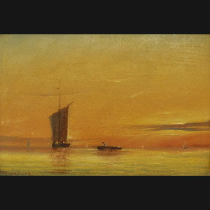 Vilhelm Melbye. Aftenstemning på havet, 1848. 17x24cm.