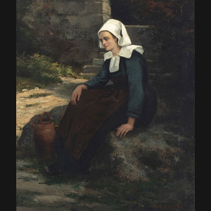Charles Theophile Demony. Bretagne pige, 1880. 50x43cm.