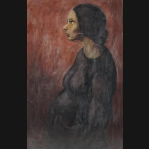 Aage Gitz Johansen. Portræt af kunstnerens hustru Helga, 1930. 77x50cm.