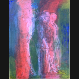 Jan Sivertsen “Lines of figures red/blue” 2011. 118x90cm.