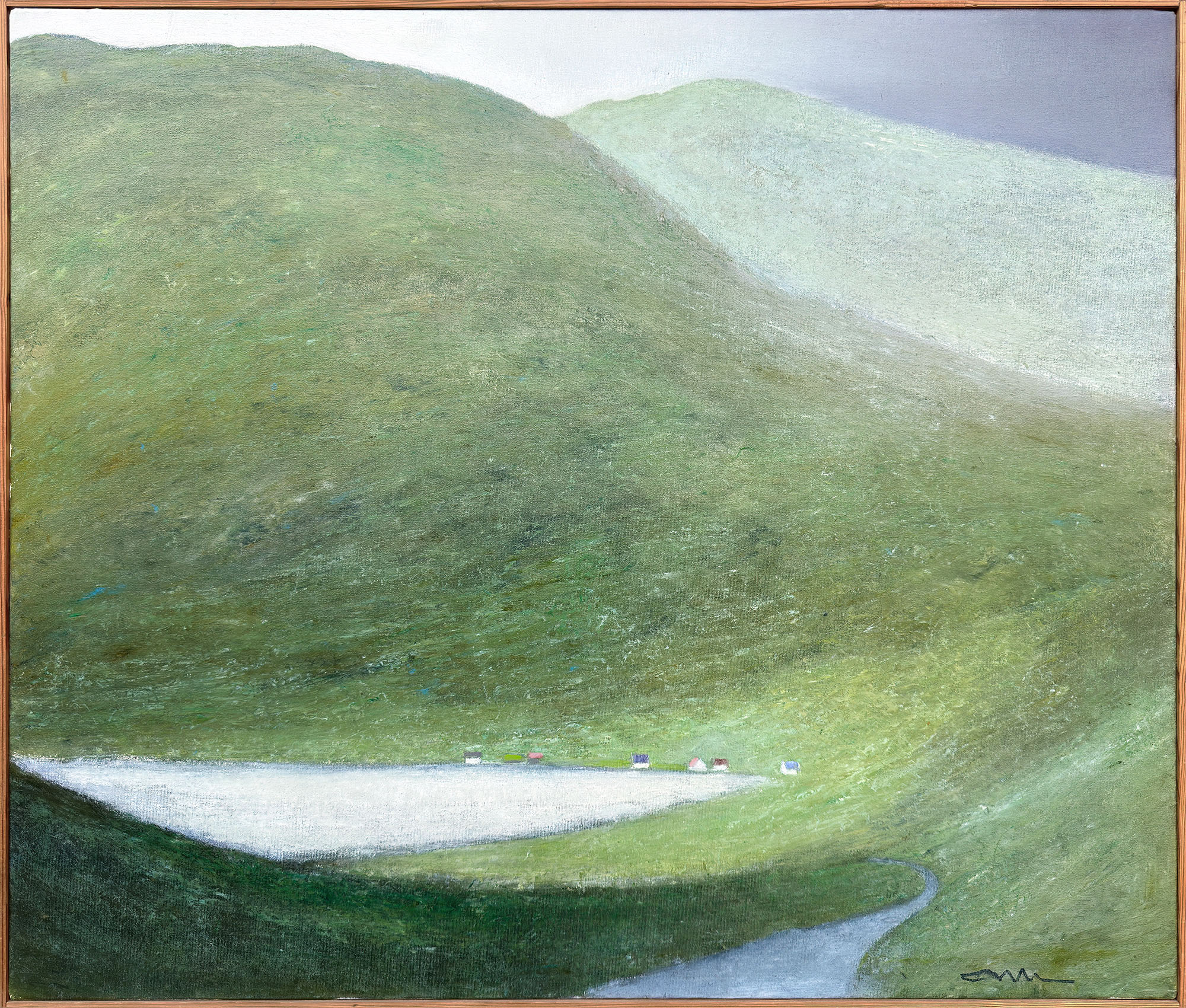 Albert Bertelsen painting Danish Art Gallery 6 1 Albert Bertelsen. De små huse, Færøerne 1979. 70x80cm. - Image 2