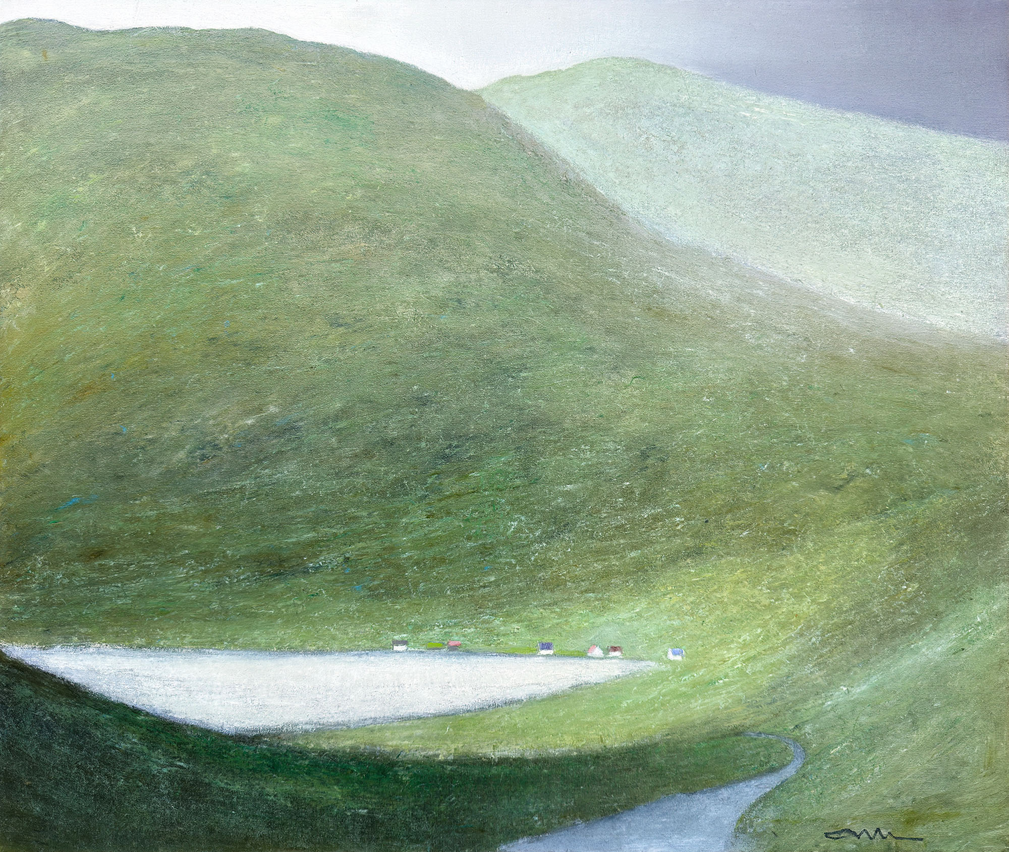 Albert Bertelsen painting Danish Art Gallery 6 Albert Bertelsen. De små huse, Færøerne 1979. 70x80cm.