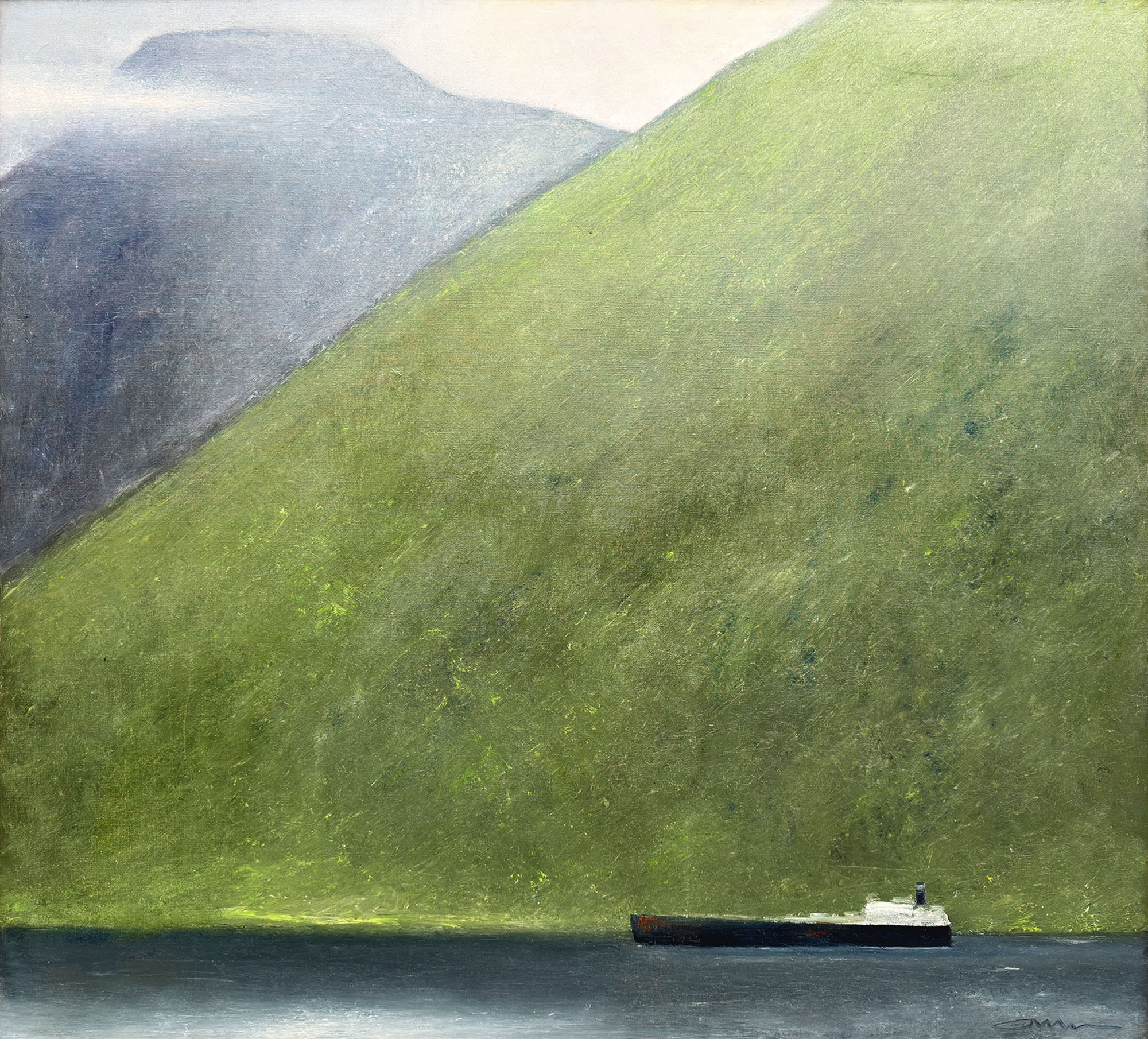 Albert Bertelsen painting Danish Art Gallery 7 Albert Bertelsen. Skibet ved fjeldet, Færøerne 1979. 105x115cm.