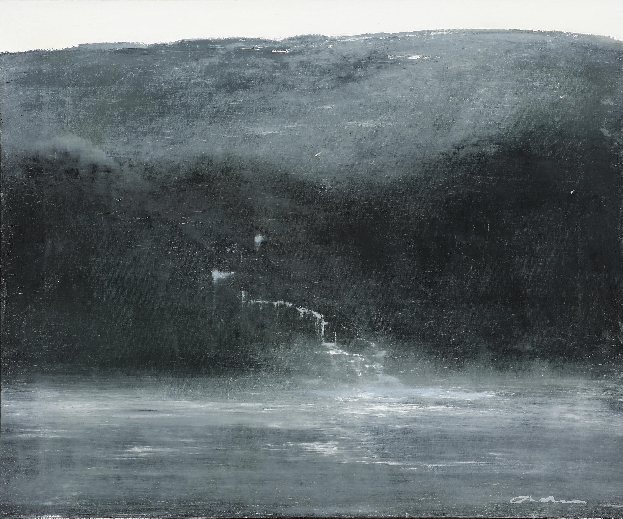 Bl aften Norge 1982 Sign monogram med ti 1 Albert Bertelsen "Blå aften, Norge" 1982. 60x73cm.