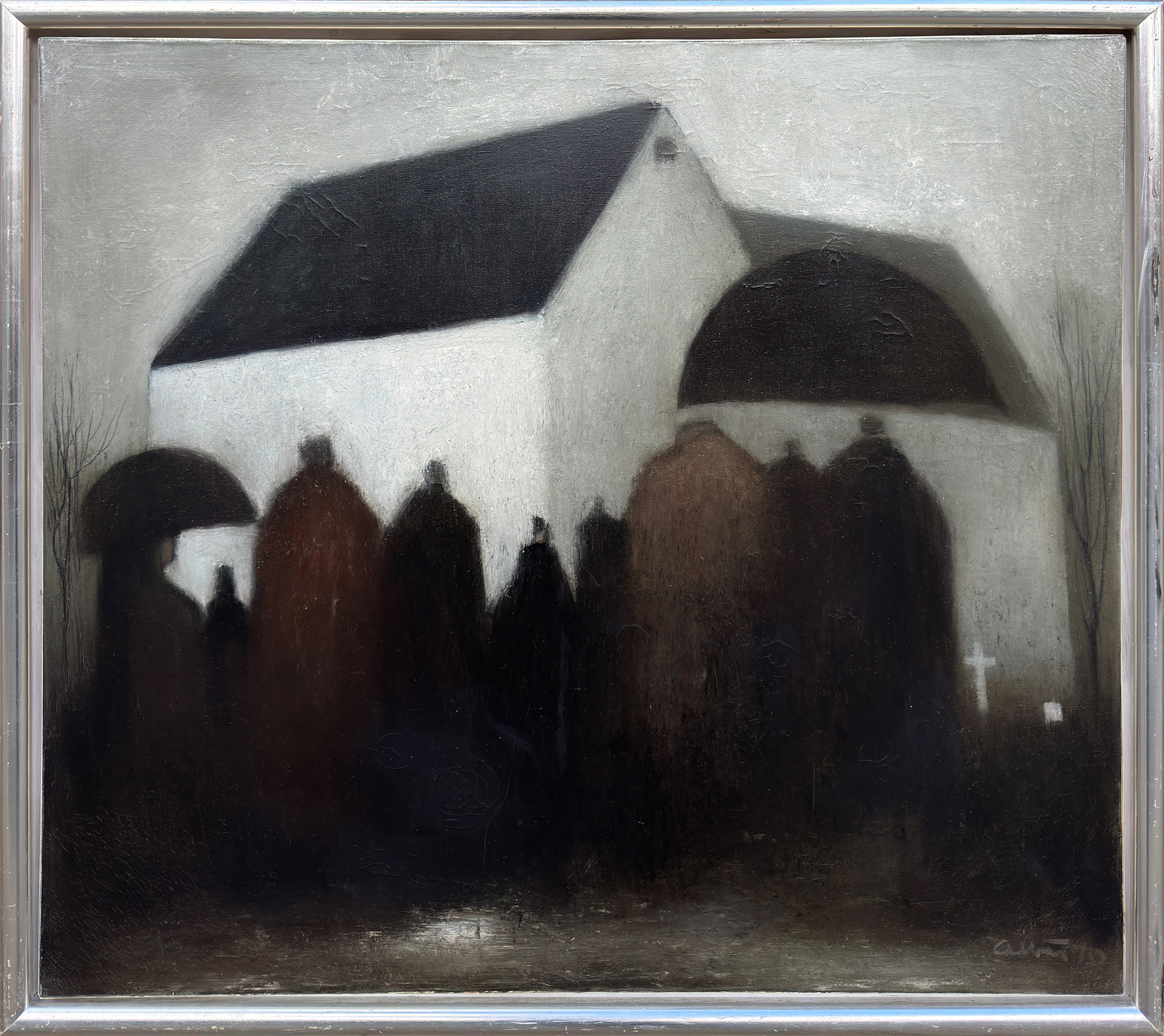 Albert Bertelsen painting Danish Art Gallery 16 1 Albert Bertelsen. Kirken ved vintertid, 1970. 110x125cm. - Image 2