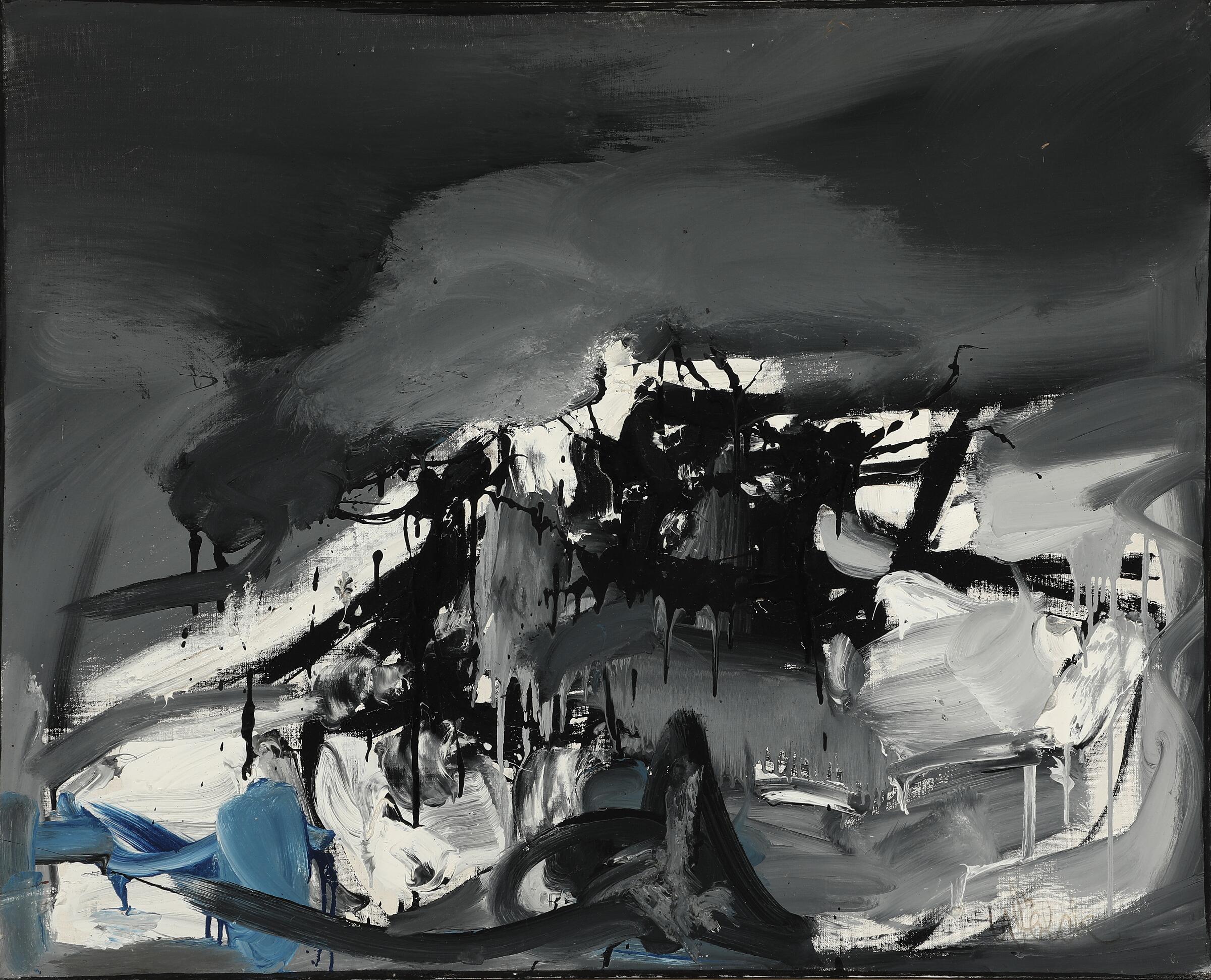 Elegisk Hymne 1965 Sign W lck sign med t 2 1 Preben Wolck "Elegisk hymne" 1965. 82x99cm. - Billede 3