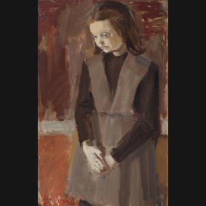 Ane Brugger “Interiør med pige” 88x56cm.