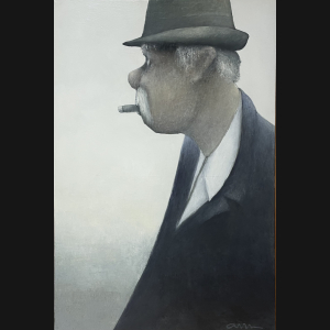 Albert Bertelsen “Mand med cigar” 1984. 120x80cm.