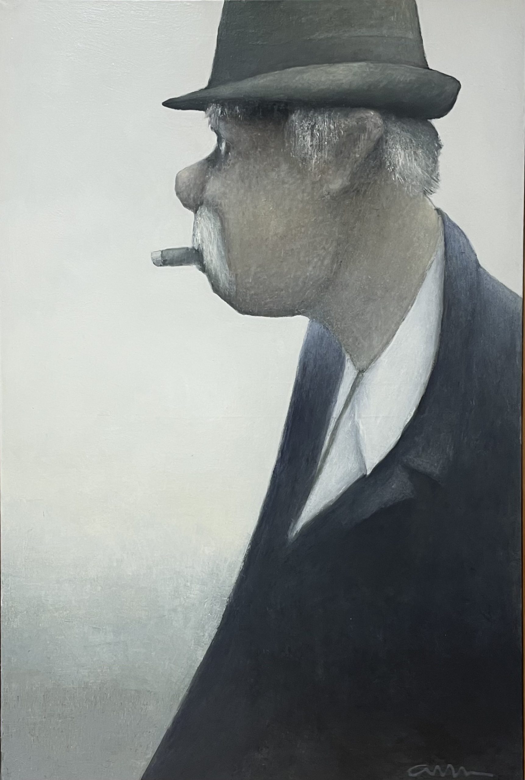 albert bertelsen maleri 1 1 scaled Albert Bertelsen "Mand med cigar" 1984. 120x80cm.