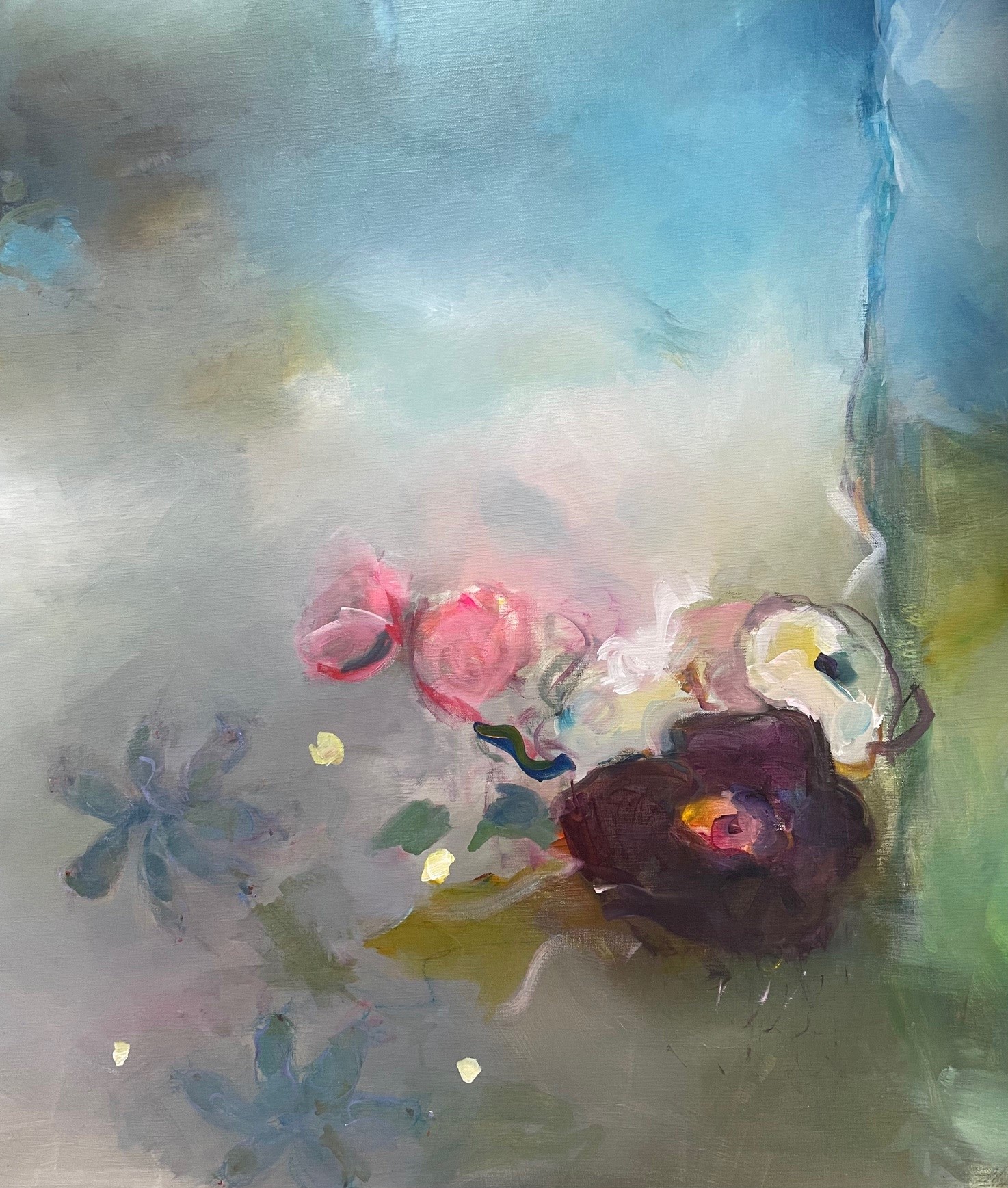 le2 Lisbeth Ellinor "Kærlighedens væsen, citron bjerget" 2024. 150x200cm. - Billede 3