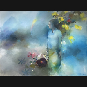 Lisbeth Ellinor “Kærlighedens væsen, citron bjerget” 2024. 150x200cm.