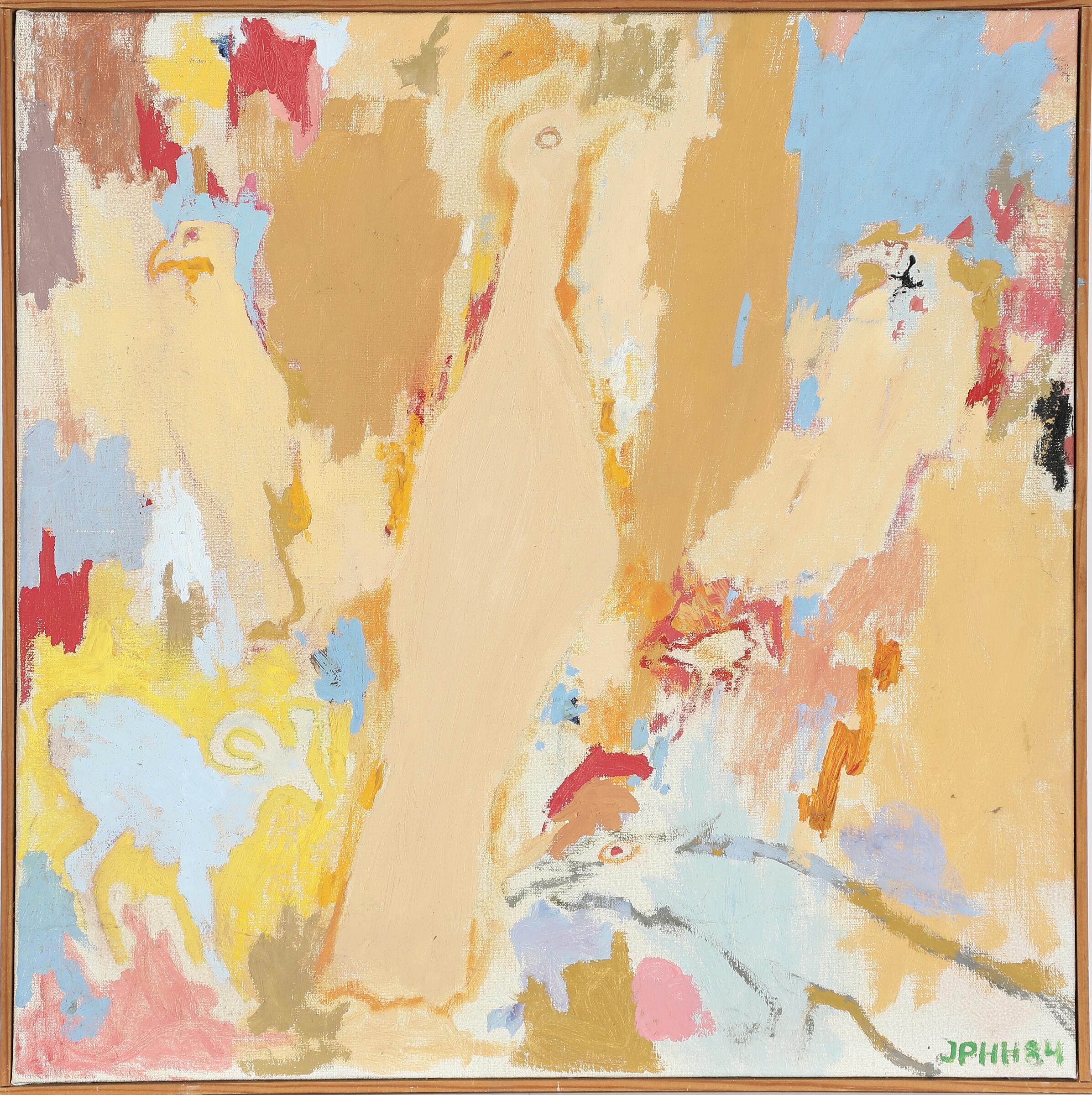 Signs of animals Signed JPHH 84 Oil pl rr 2 Jens Peter Helge Hansen "Tegn af dyr" 1984. 50x50cm. - Image 2