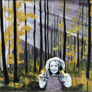 Anne Juul Christopersen “Pige i skoven” 2012 80x80cm.