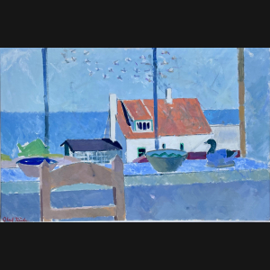 Olaf Rude “Fra kunstnerens atelier, Bornholm” ca. 1930. 66x100cm.