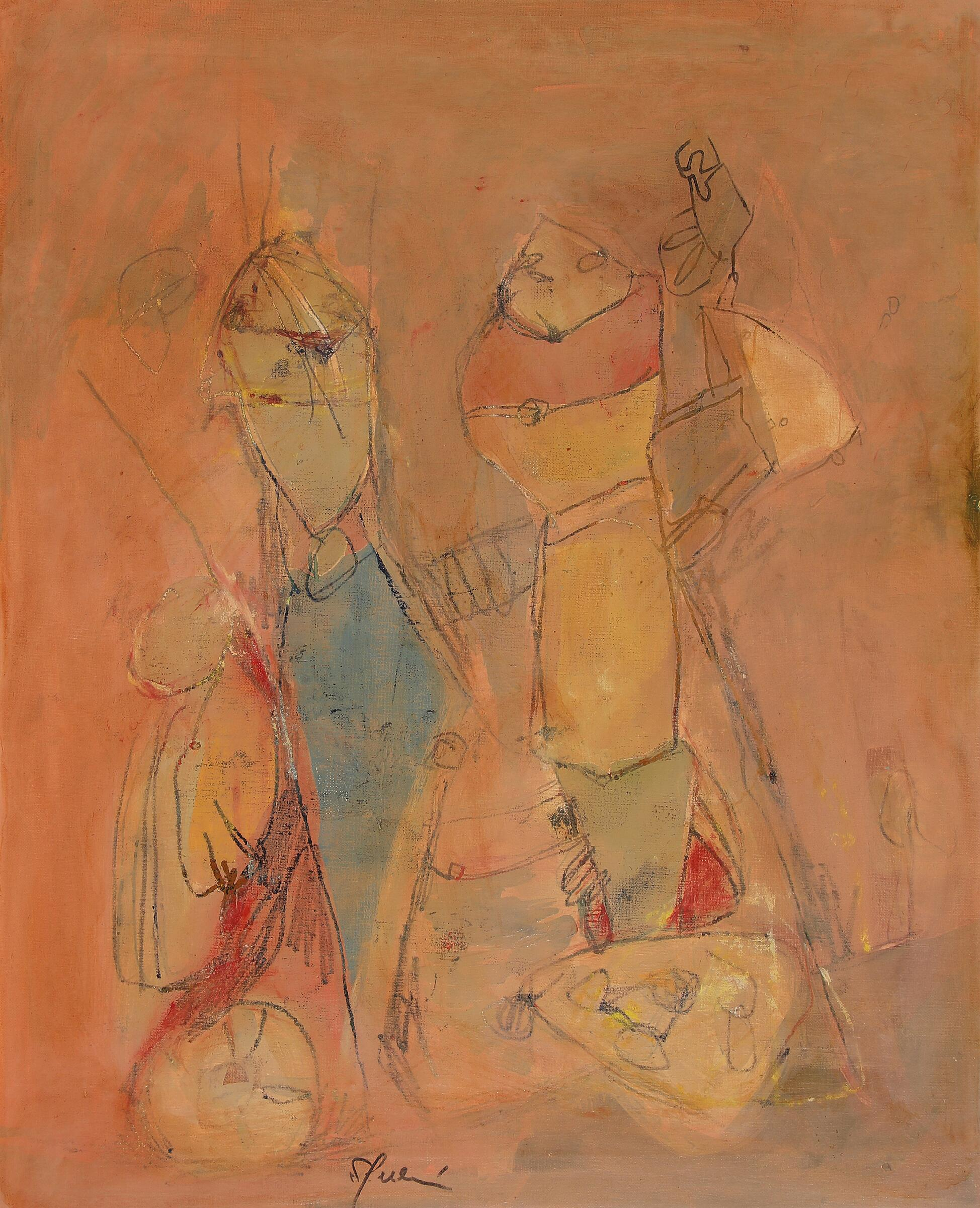 Vendredi de second maix Signeret G Pell 1 Gina Pellon "Vendredi de second Maix" 1972. 61x50cm.
