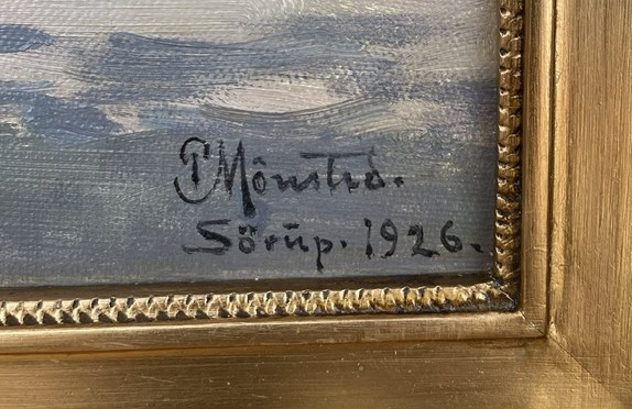 peder moensted maleri 1 Peder Mønsted "Kvinde i haven, Sørup" 1926. 41x61cm. - Billede 4