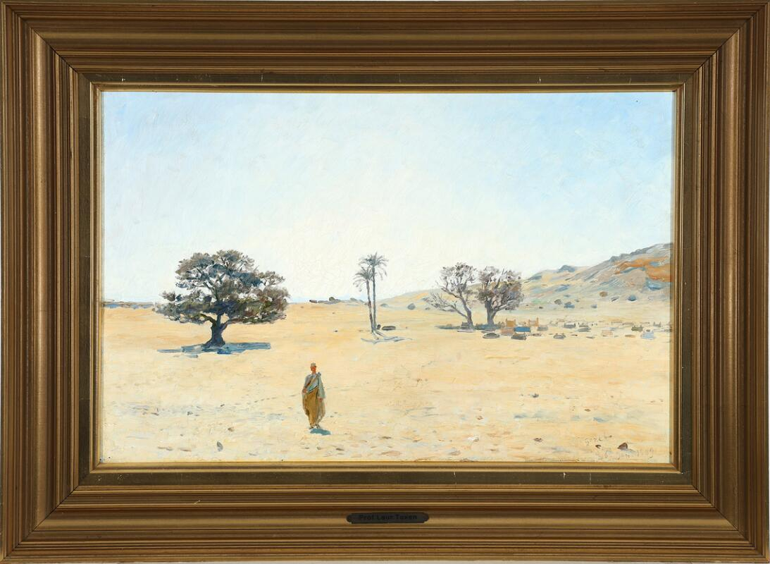 lauritz tuxen maleri 1 Lauritz Tuxen "Ørkenlandskab fra Egypten" 1889. 41x61cm. - Billede 2